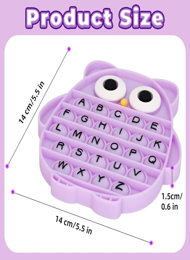 DEARIDAP Owl Fidgets for Adults, Owl Shaped Silicone Squeeze Sensory Object, Alphabet Bubble Stress Anxiety Relief Relax Tools for Adults School Classroom Gift Party Favors (Purple) - Image 2